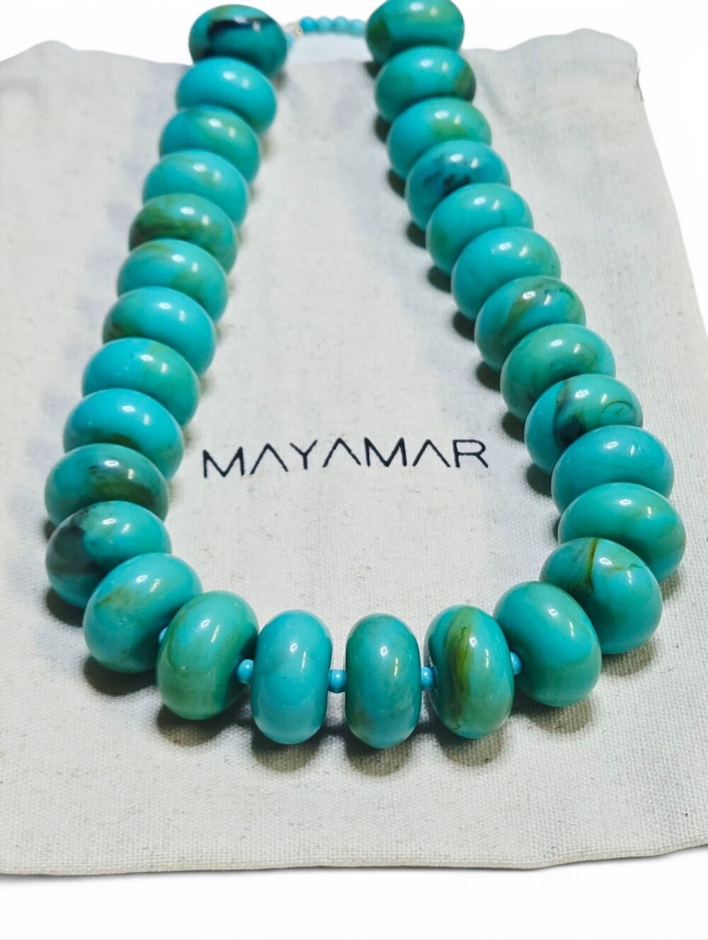 MAYAMAR Turquoise Color Necklace With Turquoise Gemstone Spacer Beads NEW - Picture 5 of 7